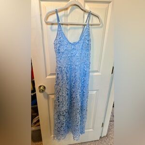 Blue Crochet Lace Cocktail Midi Dress - Size L
